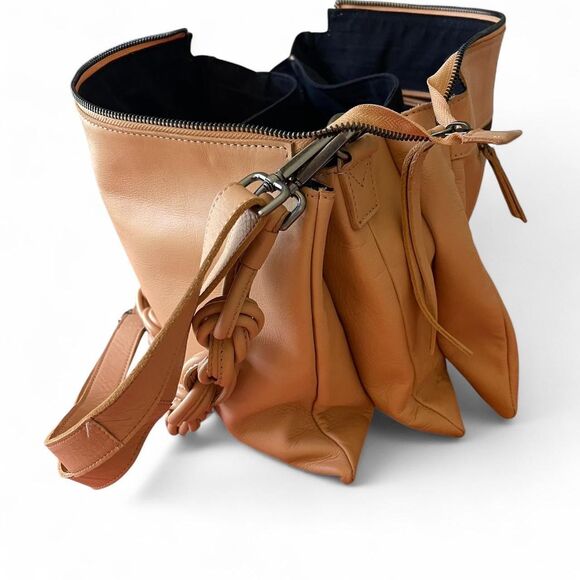 NWOT Harbour 2nd Leather Triple Compartment Satchel Crossbody Bag in Caramel - Picture 5 of 6